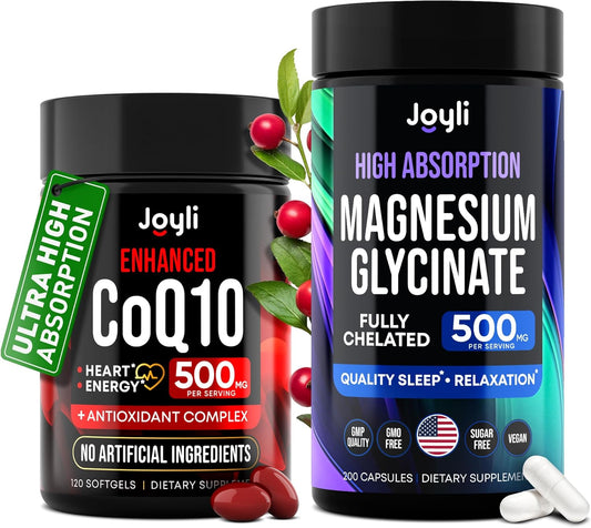 CoQ10 Magnesium Glycinate Supplement for Sleep and Heart Health - 320 Softgels for Kids and Adults - Ashwagandha Coenzyme Q10 Formula