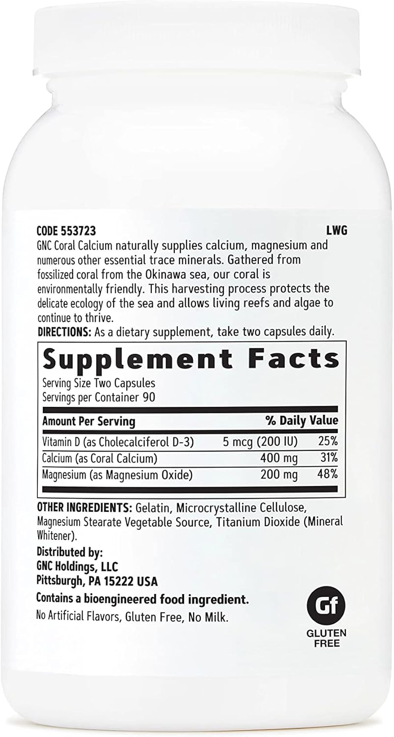Coral Calcium 400mg Supplement for Bone Health - 90 Servings by GNC