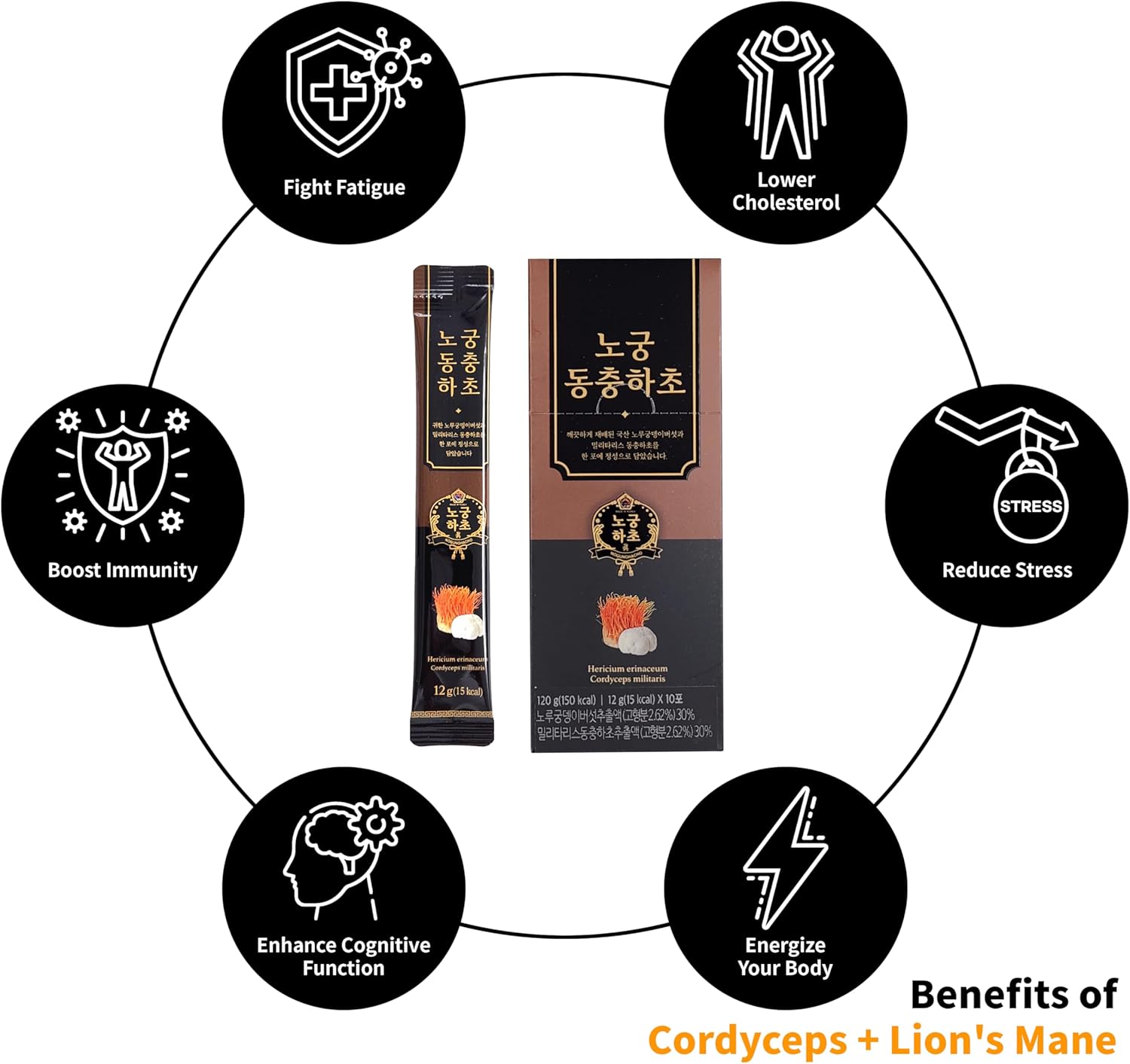 CordLion - Premium Cordyceps & Lion's Mane Supplement for Immune Support and Natural Energy, 30 Easy-to-Use Sticks