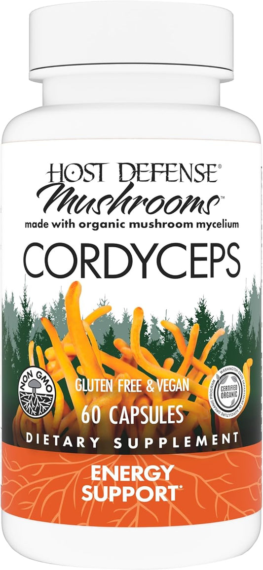 Cordyceps Capsules for Immune, Energy, and Kidney Health Support - Fitness Supplement for Oxygen Uptake - 60 Capsules