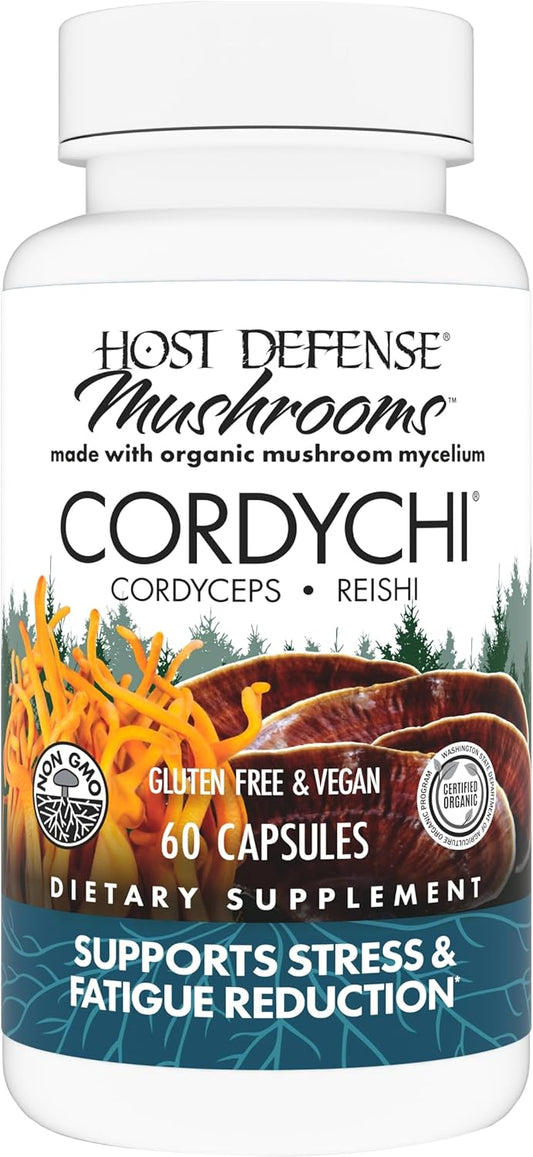 CordyChi Capsules: Energy and Immune Support with Cordyceps & Reishi Mushrooms - Respiratory & Relaxation Aid - 60 Capsules