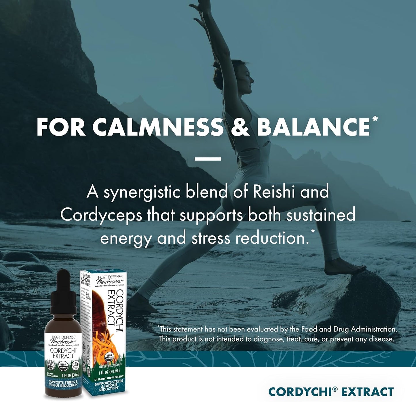 CordyChi Extract for Energy and Immune Support - Cordyceps & Reishi Mushroom Supplement - Respiratory and Relaxation Aid - 1 fl oz
