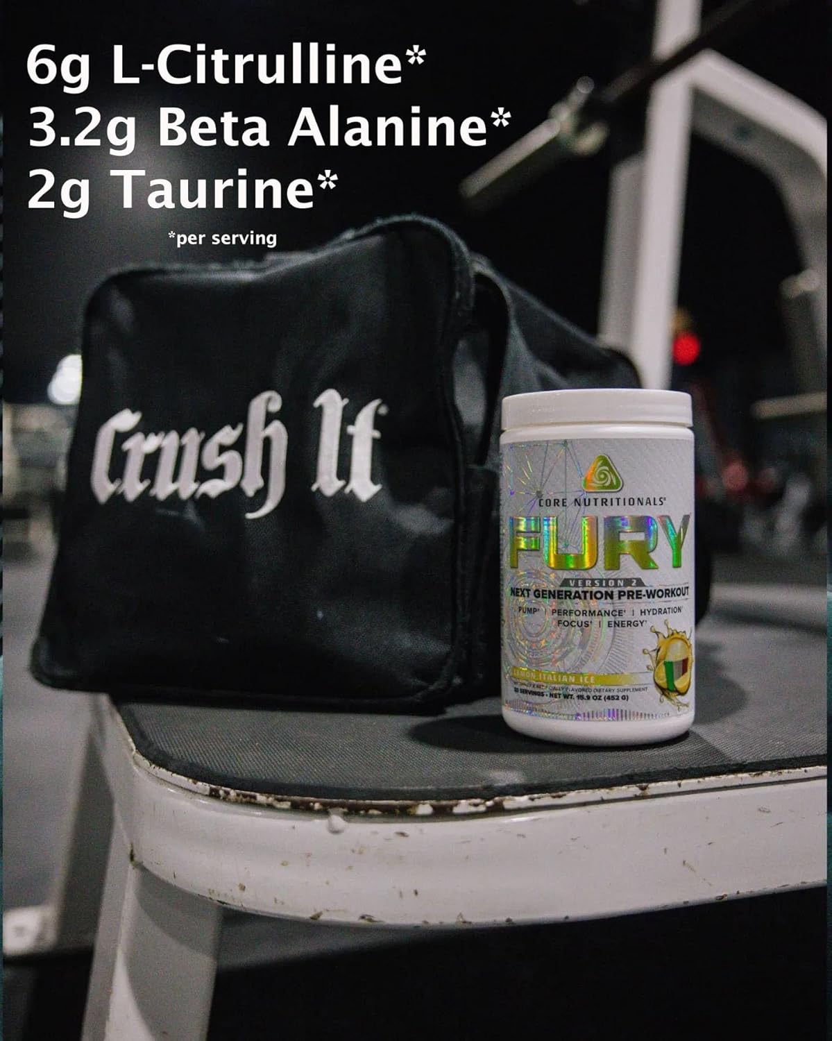 Core Nutritionals Fury V2 Pre-Workout Powder with Zum-XR® Caffeine, L-Citrulline, and Alpha GPC - The Big Crangrapple - 40 Servings