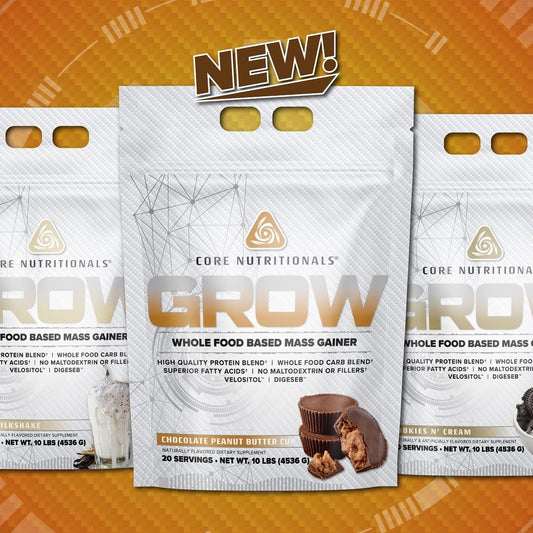 Core Nutritionals Grow Whole Food Mass Gainer - Cookies N' Cream, 10 lbs - 50g Protein, 880 Calories - Plant-Based Formula