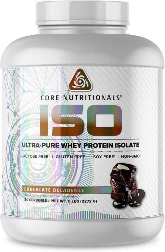 Core Nutritionals ISO Whey Protein Isolate - 25g, 100% Micro Filtered, No Artificial Fillers - 80 Servings, Chocolate Flavor