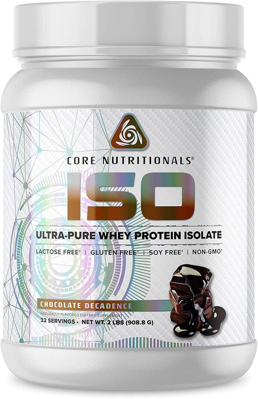 Core Nutritionals ISO Whey Protein Isolate, Chocolate Decadence Flavor, 25g Protein, 32 Servings, Zero Artificial Fillers, Micro Filtered