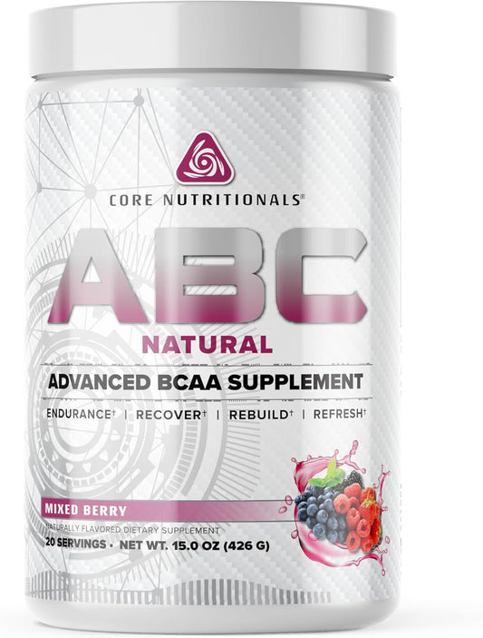 Core Nutritionals Platinum ABC Advanced Intra-Workout BCAA Supplement - Natural Mixed Berry Flavor - 20 Servings - Enhanced with Glutamine, Beta Alanine, and Citrulline Malate