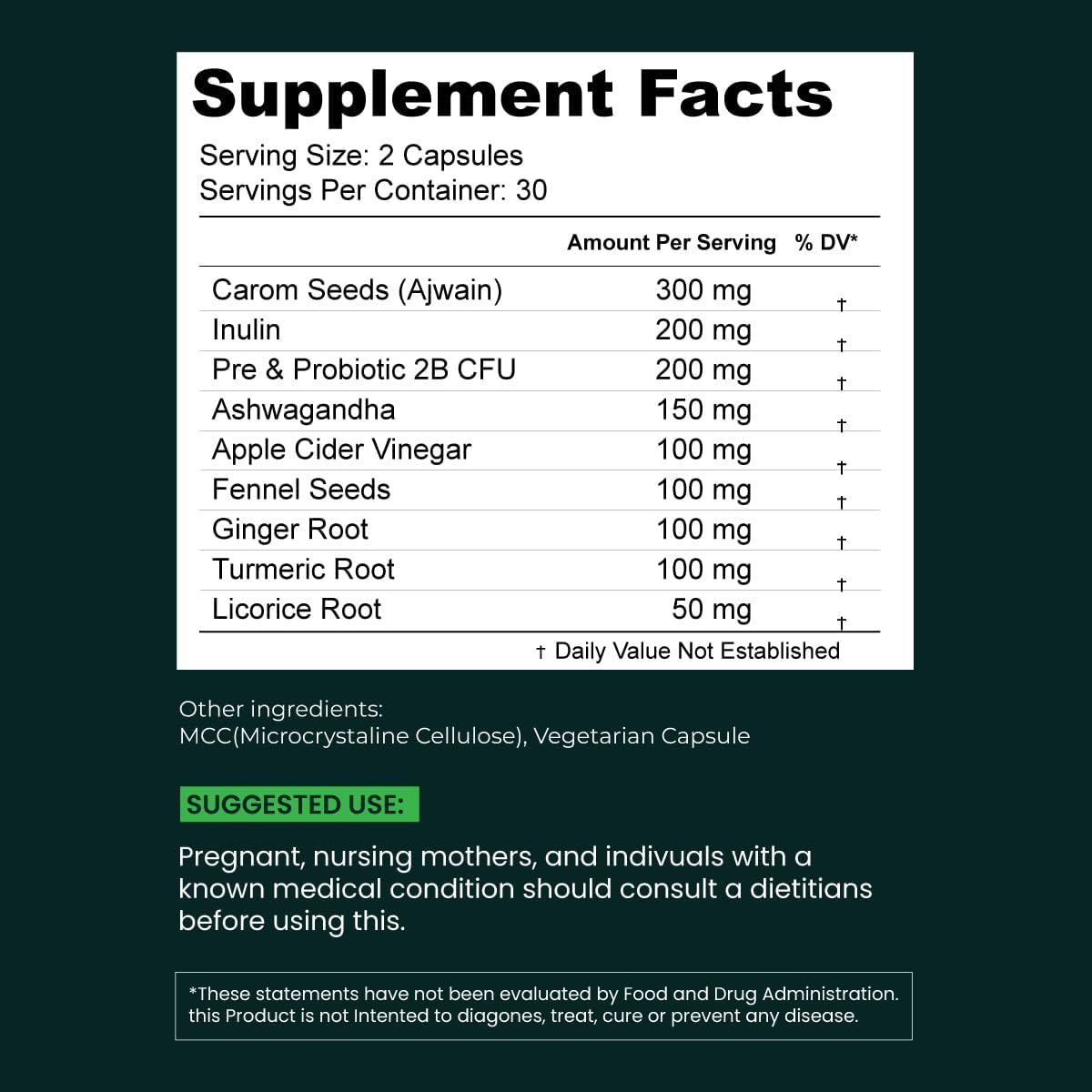 Coreboost Gut Health Supplement with Ashwagandha, Carom Seeds, Turmeric - Prebiotics, Probiotics - Digestive Health, Bloating Relief - 2 Billion CFU