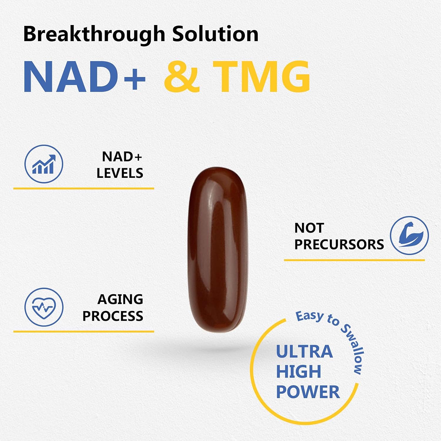 Corllia Liposomal NAD+ 500mg Softgels with TMG 250mg, Nicotinamide Riboside Substitute, Genuine NAD+ Supplement, 120 Servings
