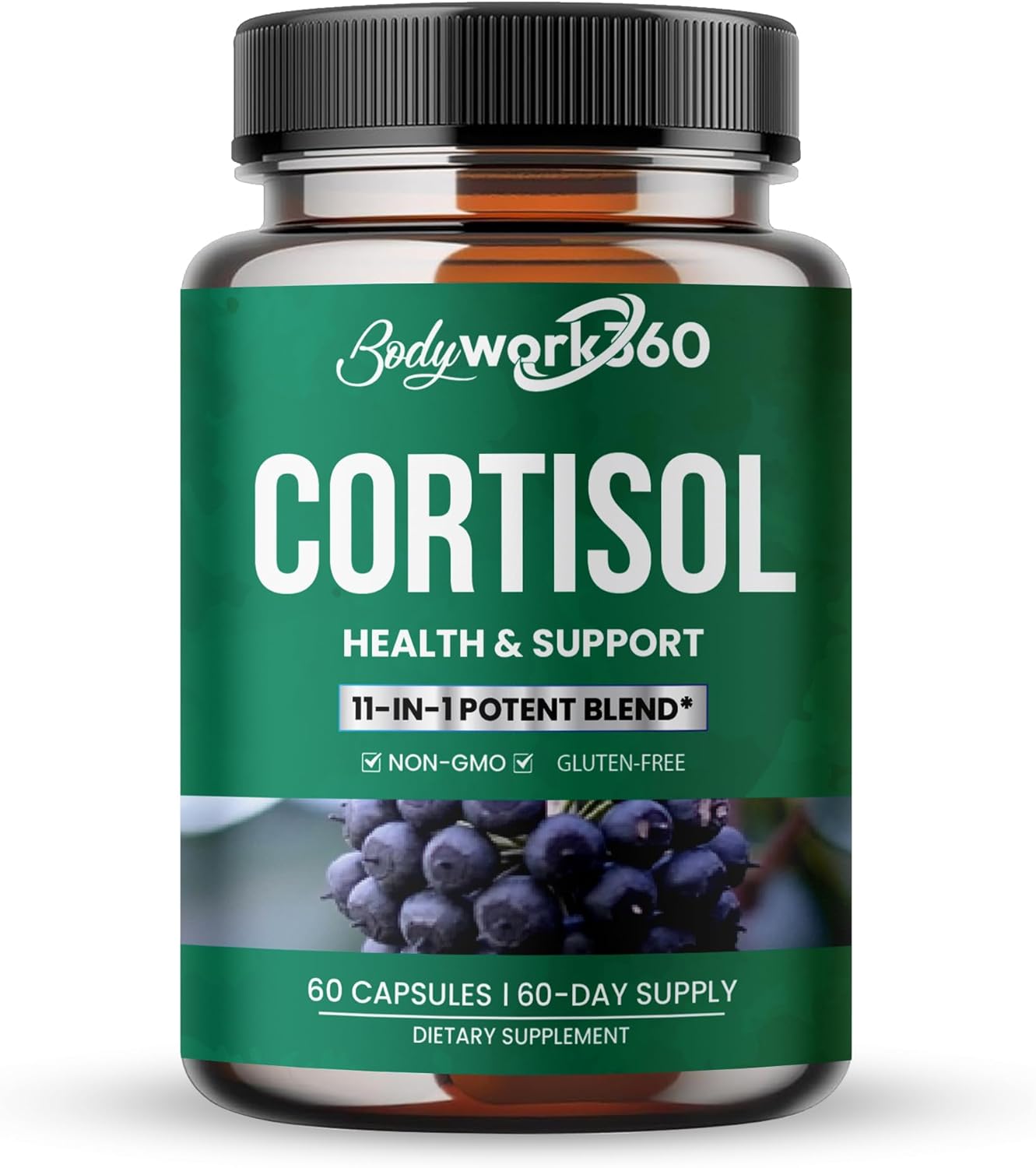 Cortisol Health Support Capsules with Ashwagandha & Rhodiola - Hormone Balance, Sleep Aid, Focus - Non-GMO, Gluten Free - 60 Count