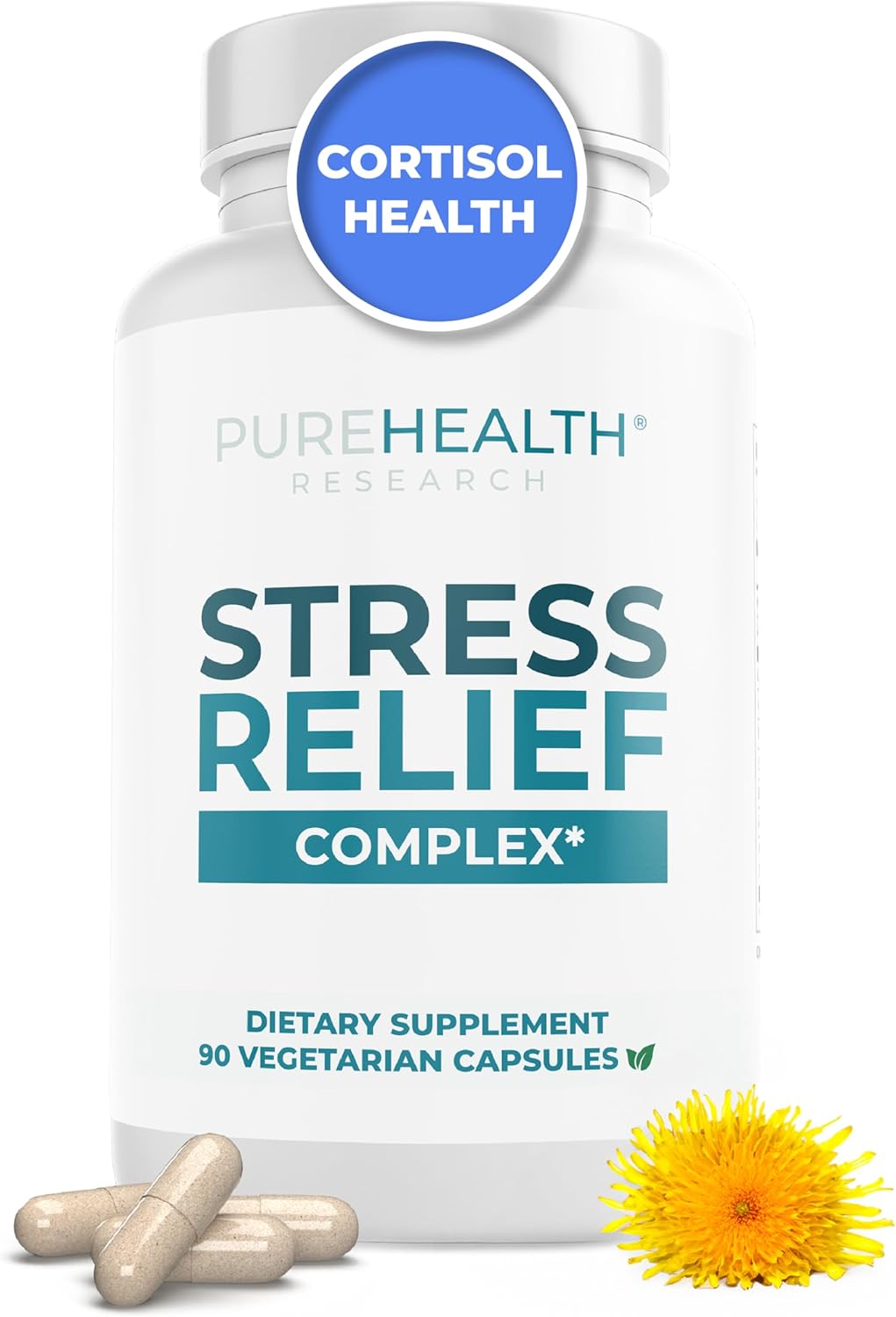Cortisol Reducer & Stress Relief Supplement with Ashwagandha, L-Theanine, and Lemon Balm - Sleep Better and Manage Cortisol Levels - 1 Bottle