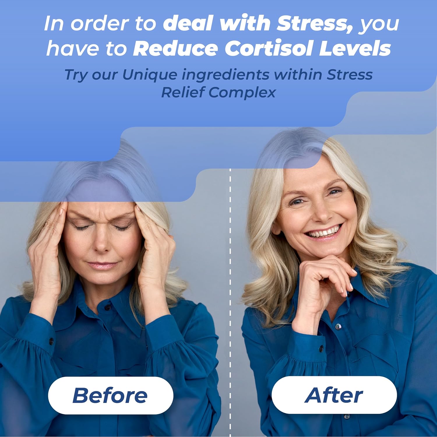 Cortisol Reducer & Stress Relief Supplement with Ashwagandha, L-Theanine, and Lemon Balm - Sleep Better and Manage Cortisol Levels - 1 Bottle