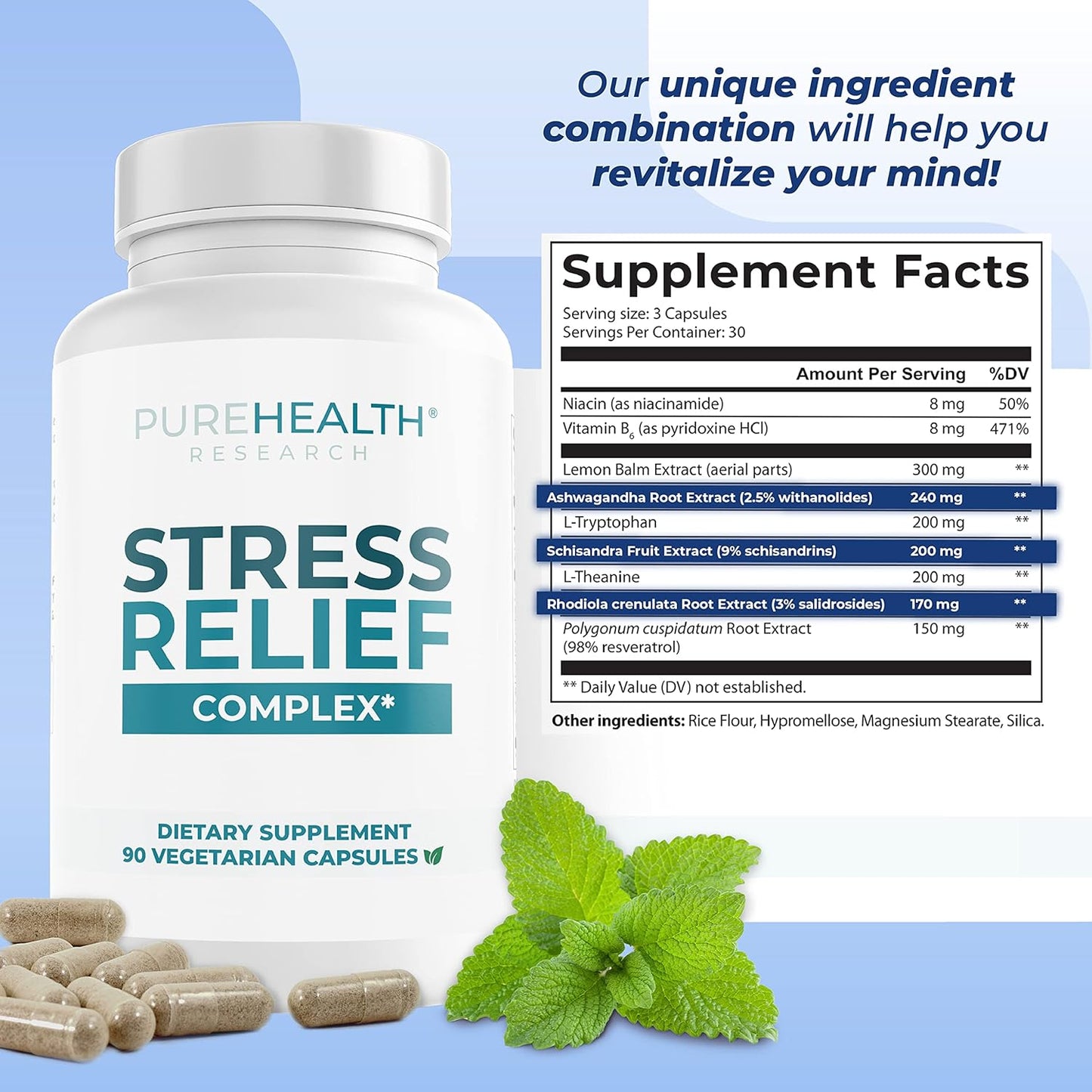 Cortisol Reducer & Stress Relief Supplement with Ashwagandha, L-Theanine, and Lemon Balm - Sleep Better and Manage Cortisol Levels - 1 Bottle