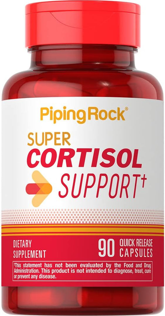 Cortisol Support Manager Capsules - 90 Count, Non-GMO & Gluten Free for Men and Women by Piping Rock