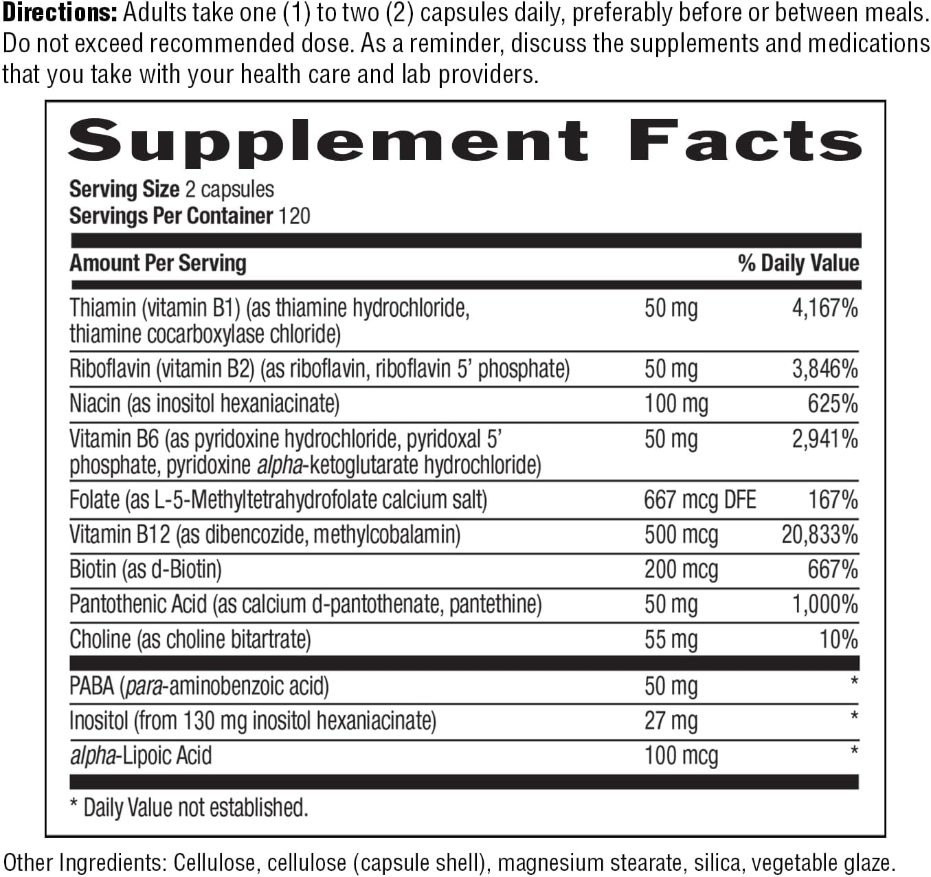 Country Life Coenzyme B Vitamin Complex Caps with Methylfolate & Vitamin B12 for Energy, Cognitive Function, Cholesterol, Gluten Free, Vegan, Kosher
