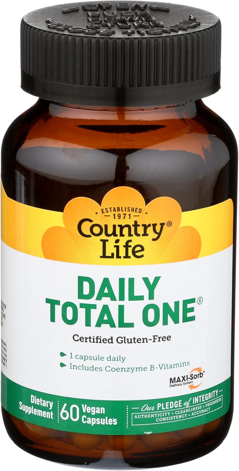 Country Life Daily Total One with Iron - Complete Digestive Enzyme Blend - 60 Vegetarian Capsules