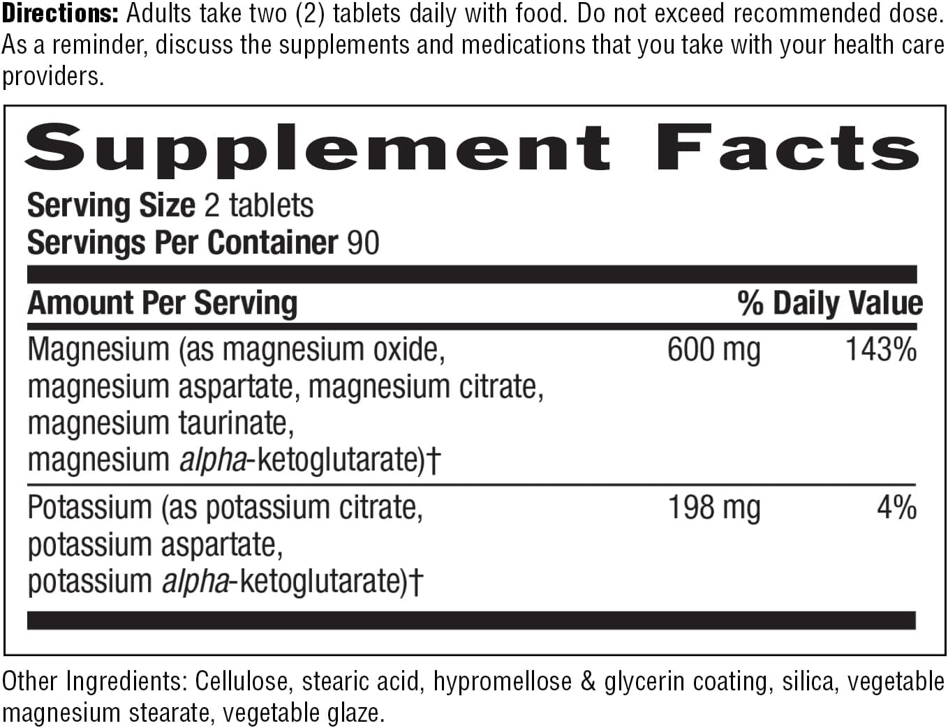 Country Life Magnesium and Potassium Supplement for Heart, Cardiovascular, Immune, and Bone Health - Gluten-Free Formula