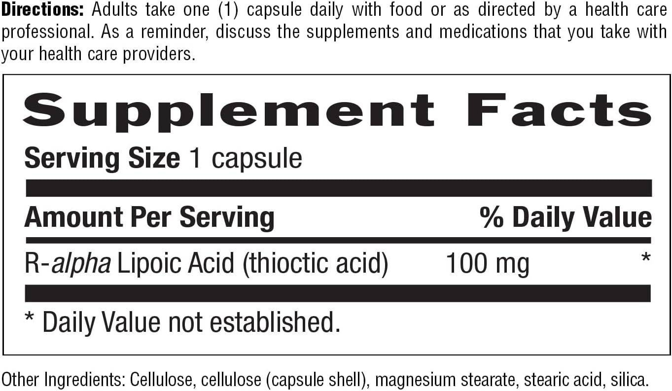 Country Life R-Lipoic Acid 100mg - 60 Vegan Capsules - Gluten Free, Vegan, Halal, Non-GMO - Certified