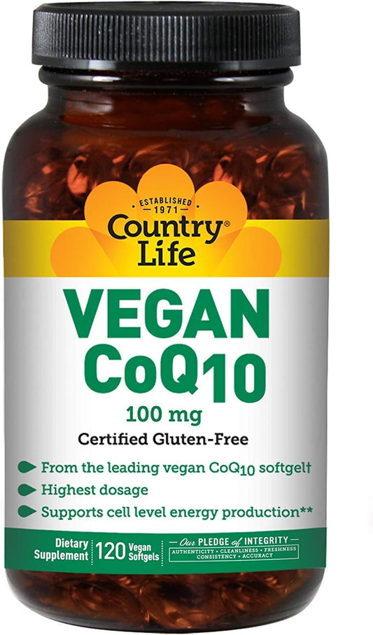Country Life Simply CoQ10: Heart Function Support, 100mg, 120 Softgels, Gluten-Free, Vegan-Certified