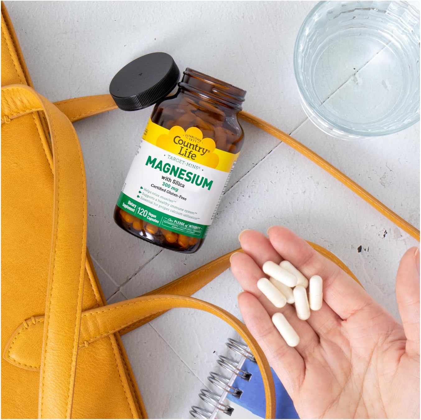 Country Life Target-Mins Magnesium with Silica 300 mg - 120 Vegan Capsules for Bone Health and Energy Support