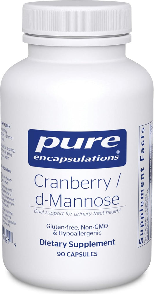Cranberry D-Mannose Capsules - Vegan Urinary Tract Health Support - Non-GMO Supplement - 90 ct.