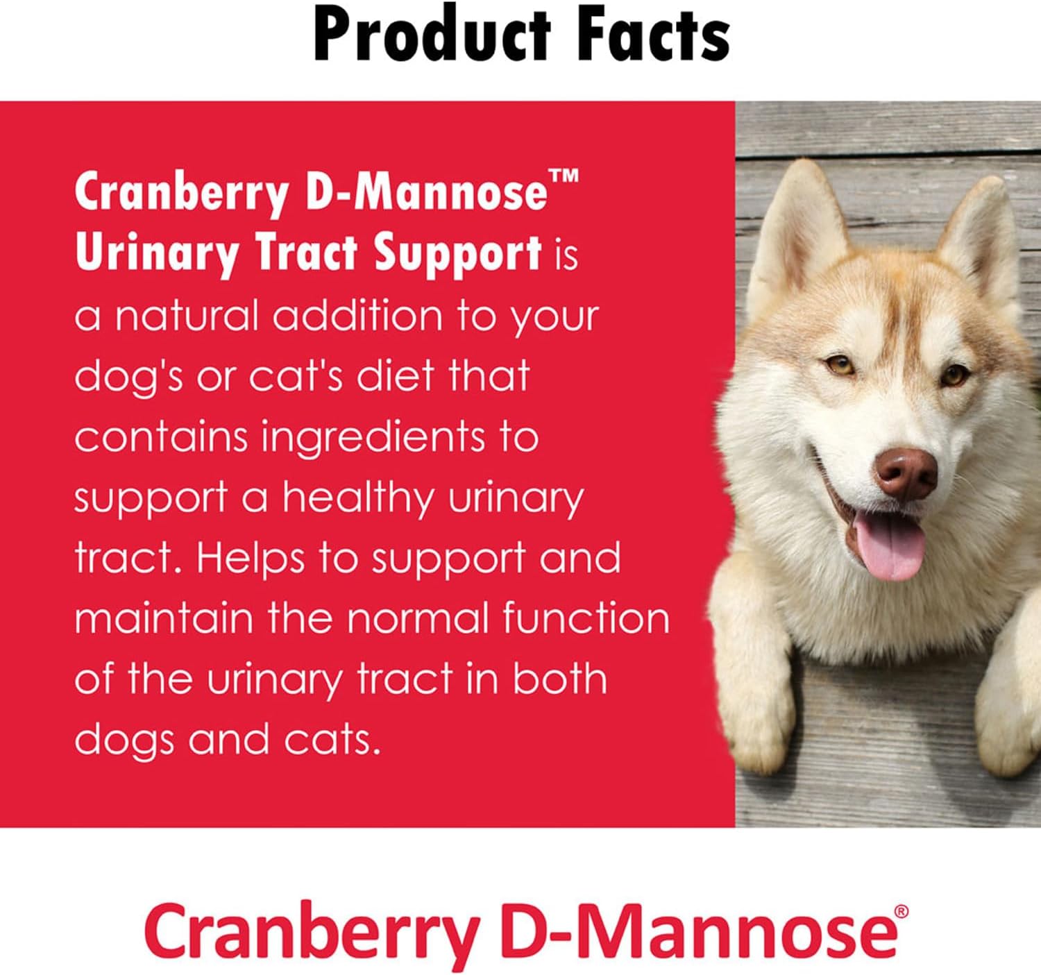 Cranberry D-Mannose Pet Urinary Tract Support Tablets for Dogs and Cats - 60 Count