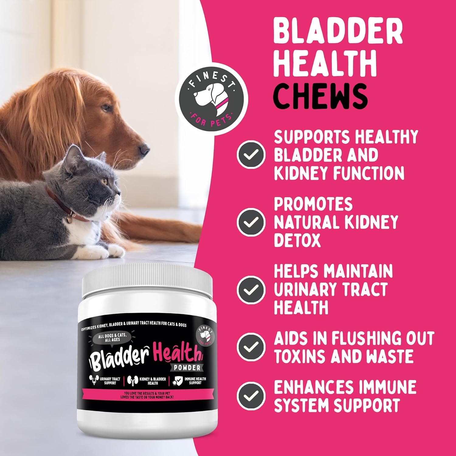 Cranberry & D-Mannose Powder for Pet UTI & Bladder Health - 120g Supplement for Dogs & Cats - Supports Kidney & Urinary Tract Health