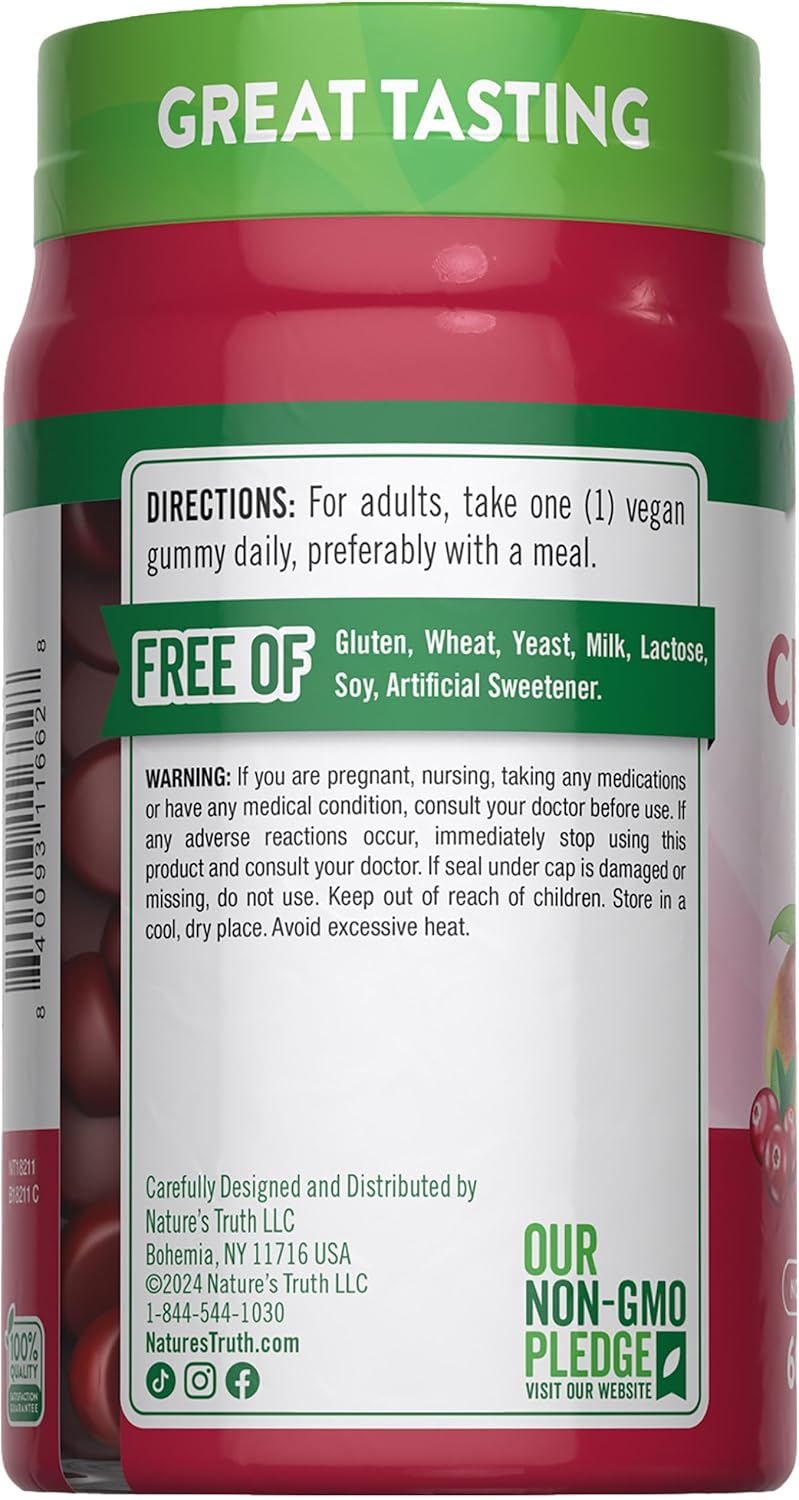 Cranberry Mango Gummies - Vegan, Non-GMO, Gluten-Free Supplement (60 Count) by Nature's Truth