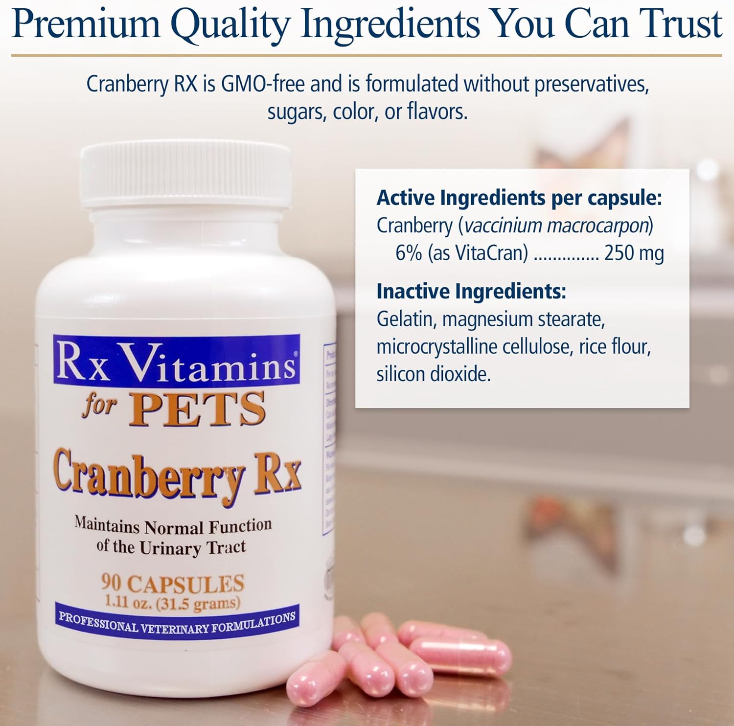 Cranberry Pills for Dogs & Cats - Urinary Tract Support - UTI Treatment - Pet Urinary Relief - 90 Capsules