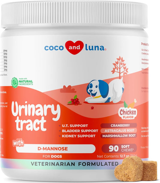 Cranberry Soft Chews for Dogs - Supports Urinary Tract, Bladder Health, UTI Prevention - 90 Chews