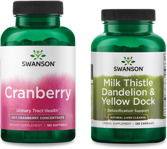 Cranberry Supplement Milk Thistle, Dandelion & Yellow Dock Cleanse Essentials Bundle by Swanson