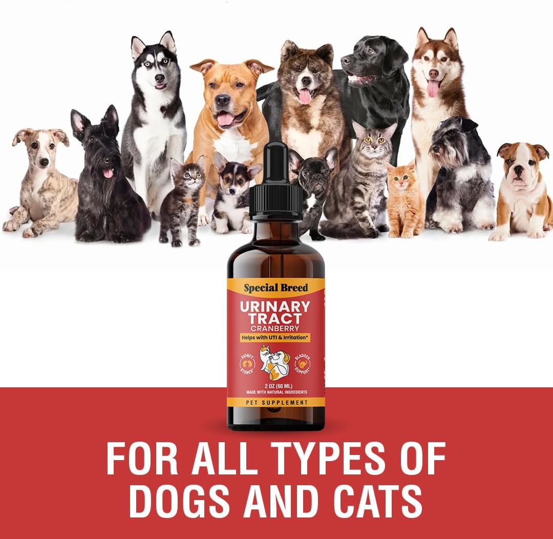 Cranberry UTI Supplement for Cats and Dogs - Special Breed Urinary Tract Infection Treatment, Kidney and Bladder Support - 2 oz