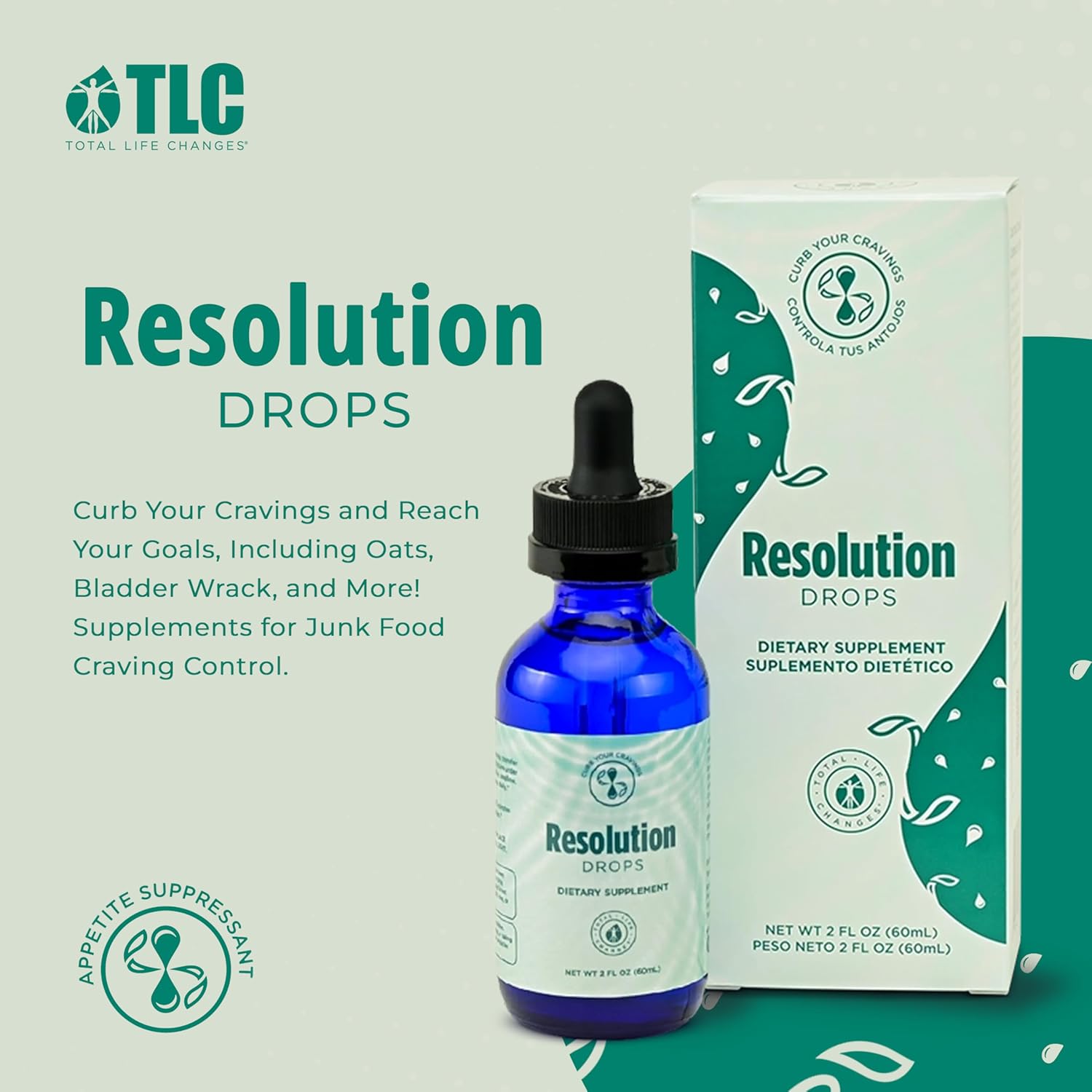 Craving Control Wellness Supplement for Balanced Lifestyle - IASO Total Life Changes Resolution Drops 2 fl. oz