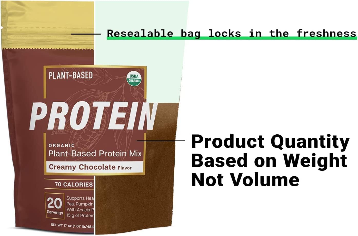 Creamy Chocolate Hydrolyzed Collagen Peptides & Organic Pea Protein Powder - Plant-Based Vegan Blend for Joint, Skin, Hair, & Nail Support | Low-carb Formula