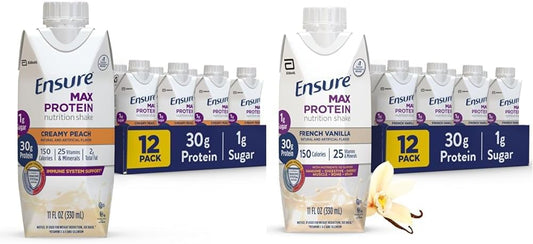 Creamy Peach & French Vanilla Protein Shake with 30g Protein, 1g Sugar, 11 fl oz - Pack of 12