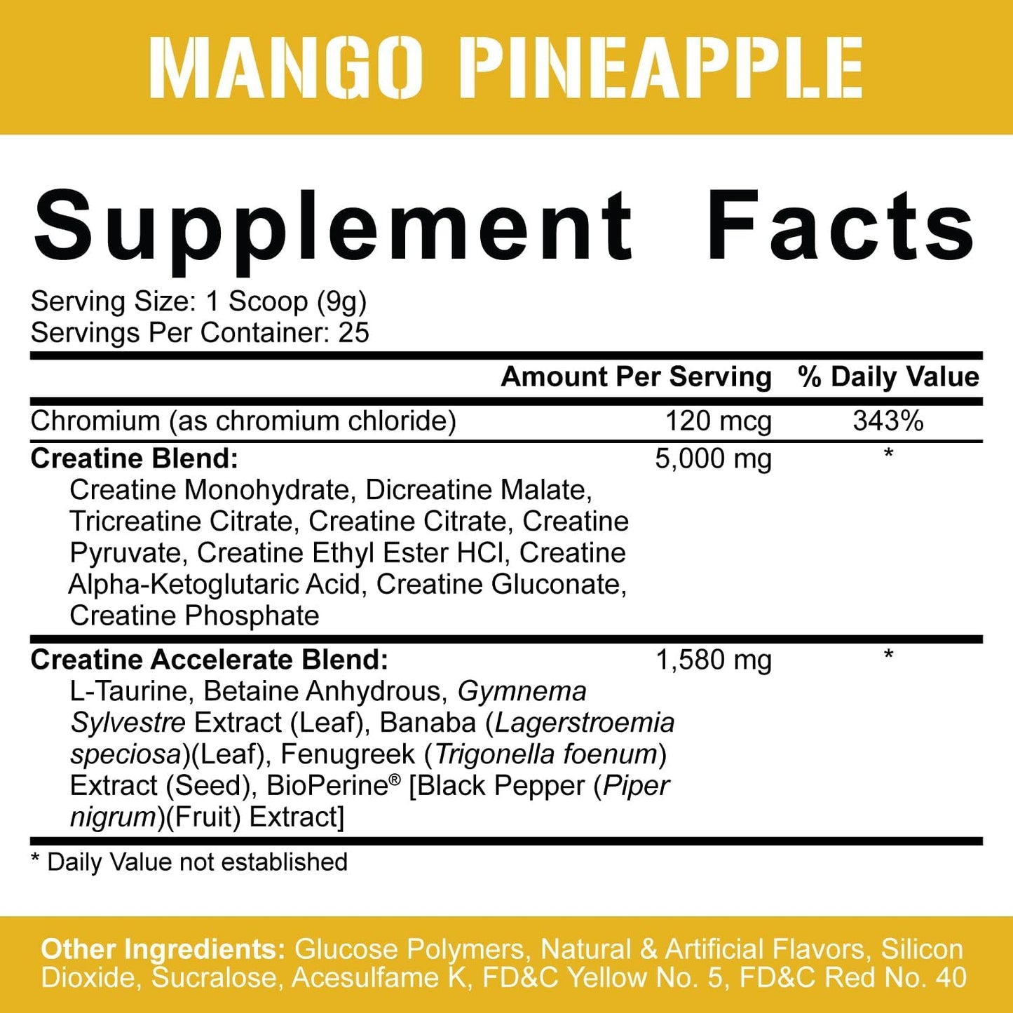 CreaTEN Creatine Complex Powder for Muscle Gain & Recovery - Mango Pineapple Flavor