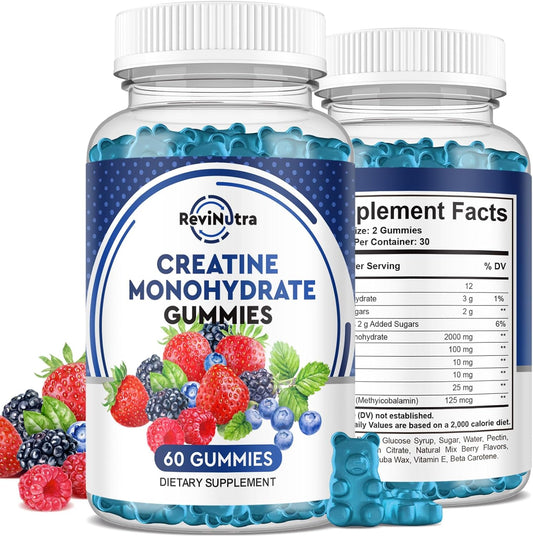 Creatine Monohydrate Chewable Gummies - 2000mg Tablets for Muscle Recovery & Endurance - 120 Count, 2 Pack - Men & Women's Fast-Absorbing Chews