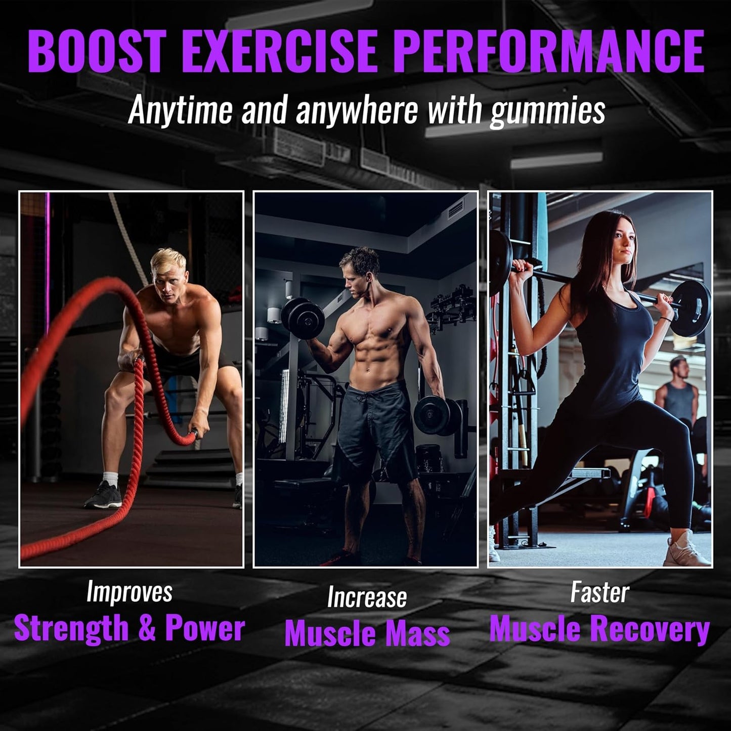 Creatine Monohydrate Gummies for Focus, Strength, and Endurance - 5g per Serving - Muscle Building, Sugar Free, Vegan - 120 Ct