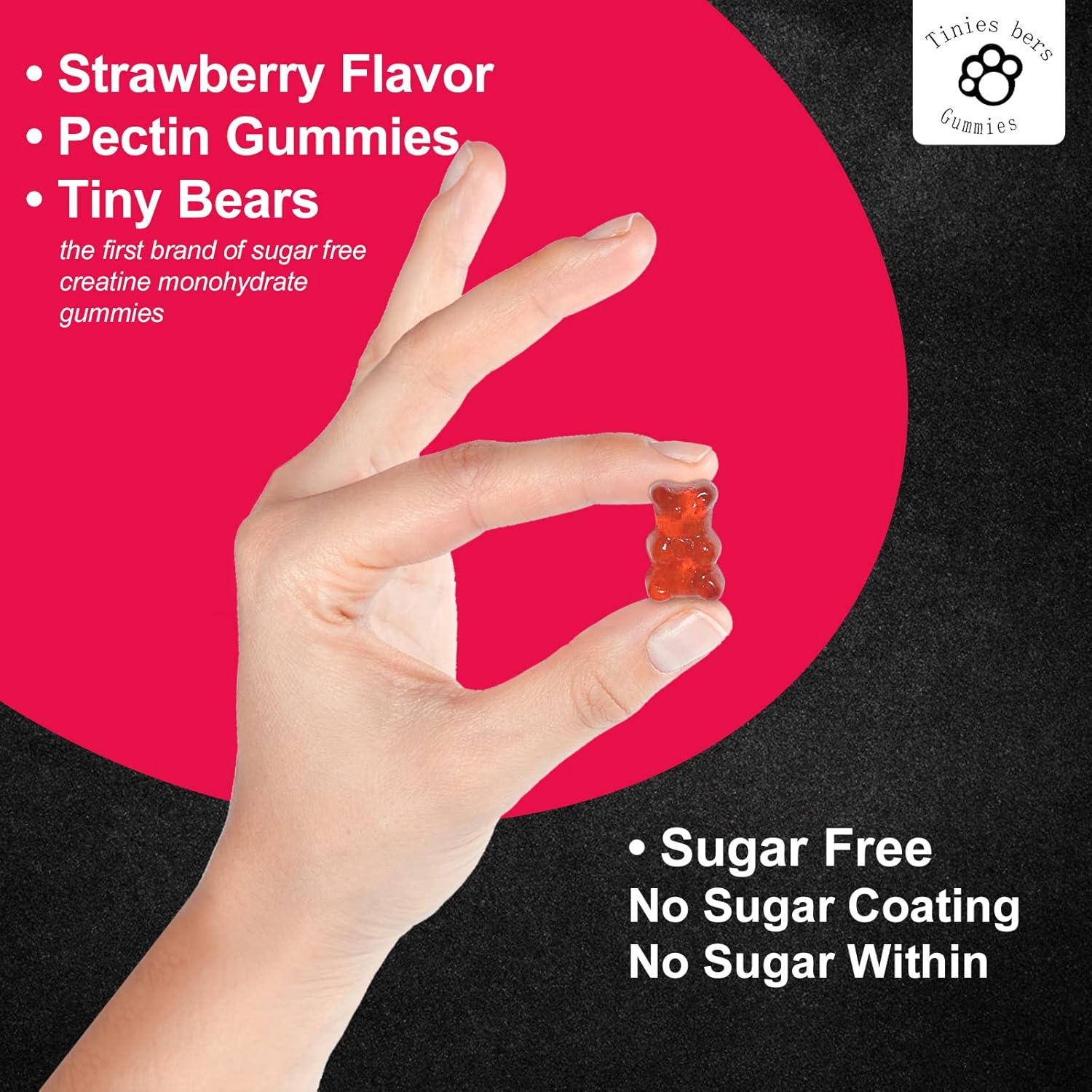 Creatine Monohydrate Gummies for Muscle Gain & Energy - Sugar Free, Gluten Free, Non-GMO - 30 Servings, 5g per Serving