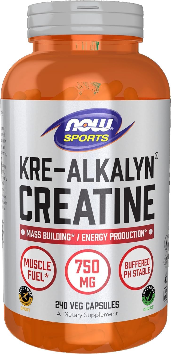 Creatine Monohydrate Supplement 750mg for Muscle Mass and Energy, 240 Vegan Capsules