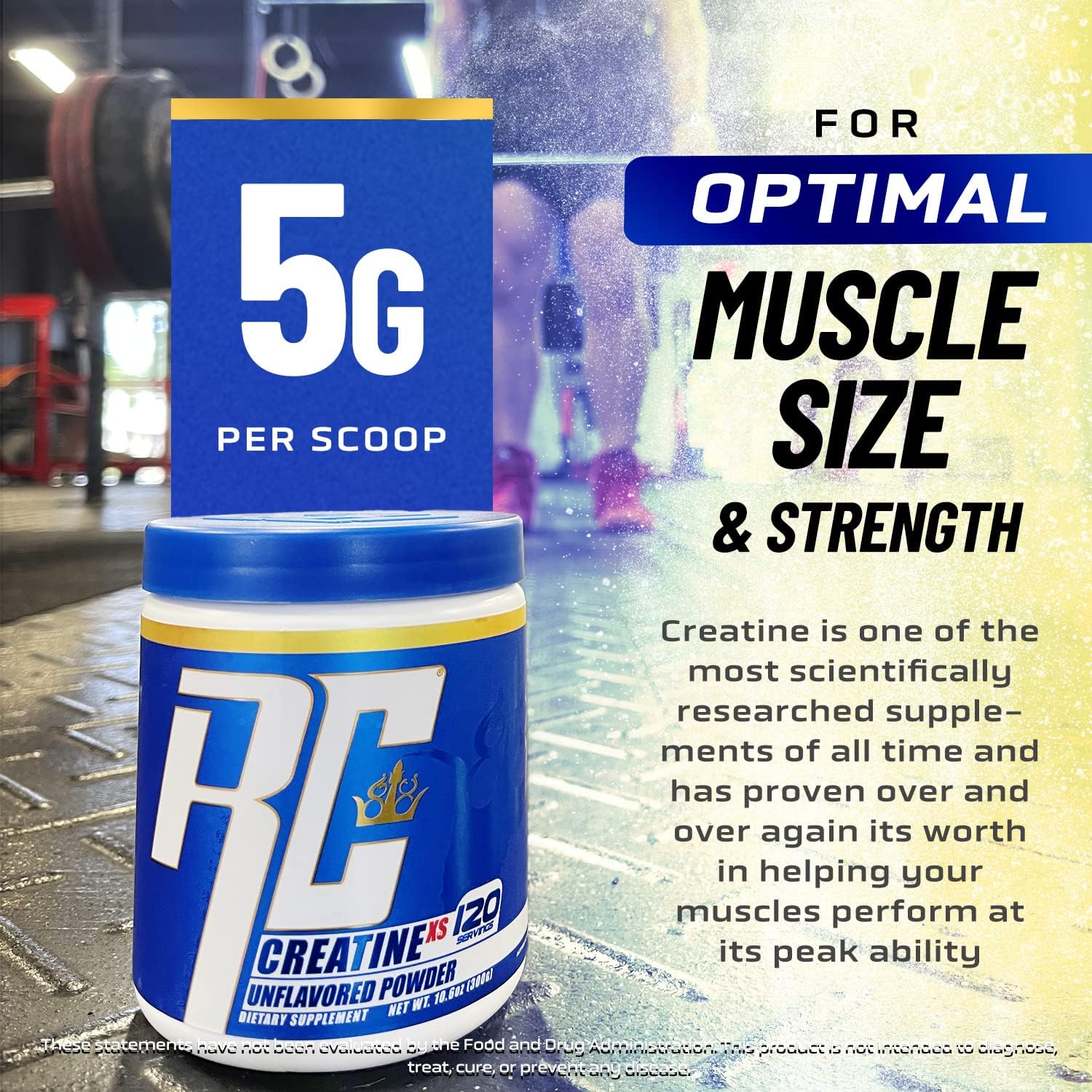 Creatine-XS by Ronnie Coleman Signature Series: Monohydrate Powder for Post-Workout Muscle Recovery, Strength, Energy, and Mass, 120 Servings