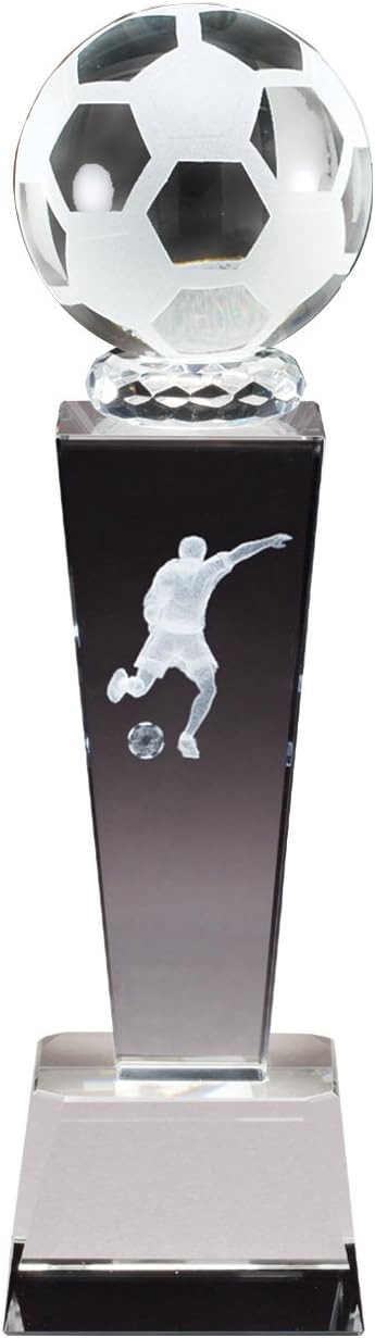 Crystal Male Soccer Ball Player Figure Trophy Award - 8 3/4 Inch - Sports Tournament Winner Prizes