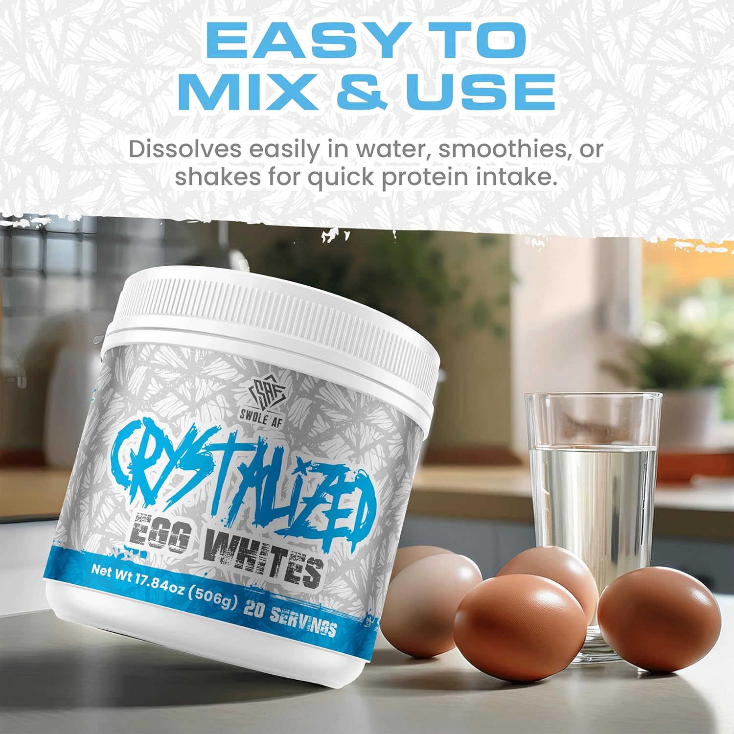 Crystalized Egg Whites: Protein-Rich Drink Mix for Lean Muscle Growth & Immune Function Boost