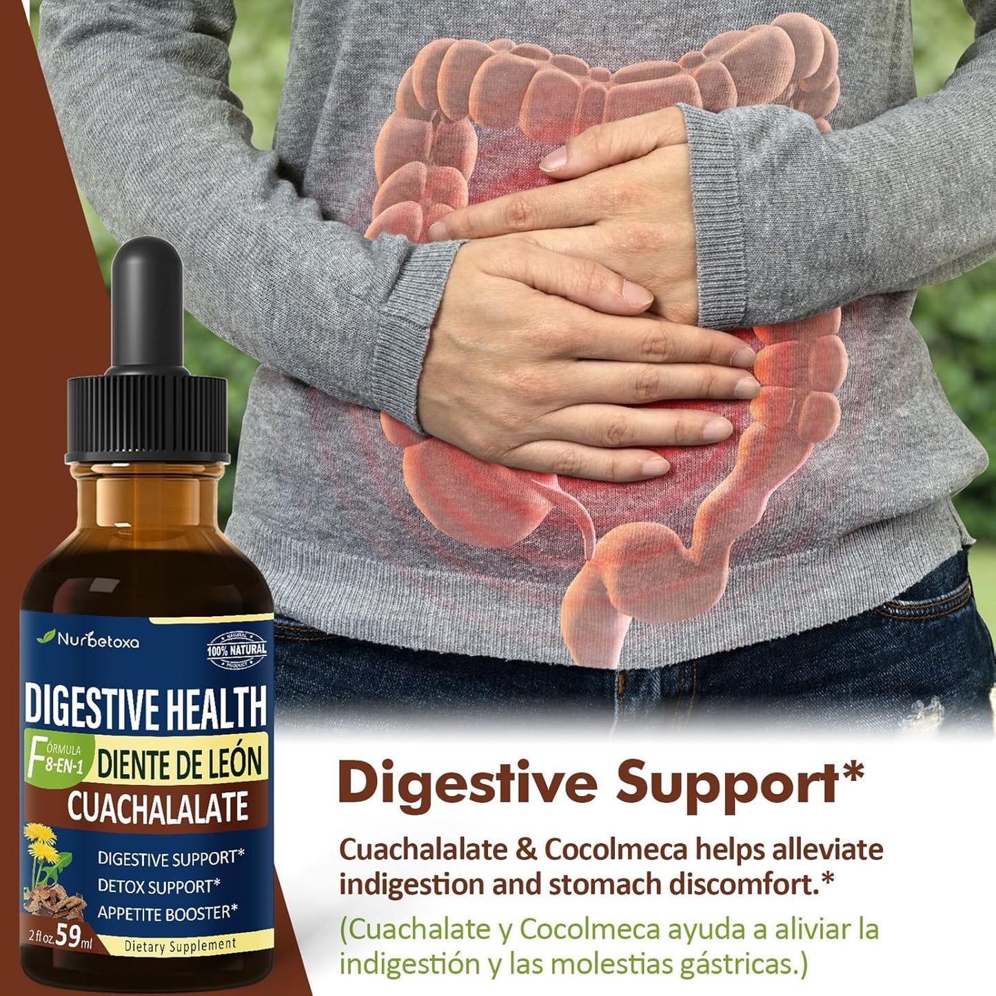 Cuachalalate Digestive Health Drops for Gut Detox & Stomach Ulcer Support - 2oz