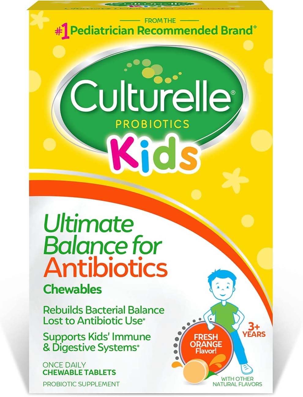 Culturelle Probiotics Ultimate Balance for Kids Ages 3+ - 20 Count Orange Probiotics - Supports Healthy Immune System & Restores Good Bacteria After Antibiotics