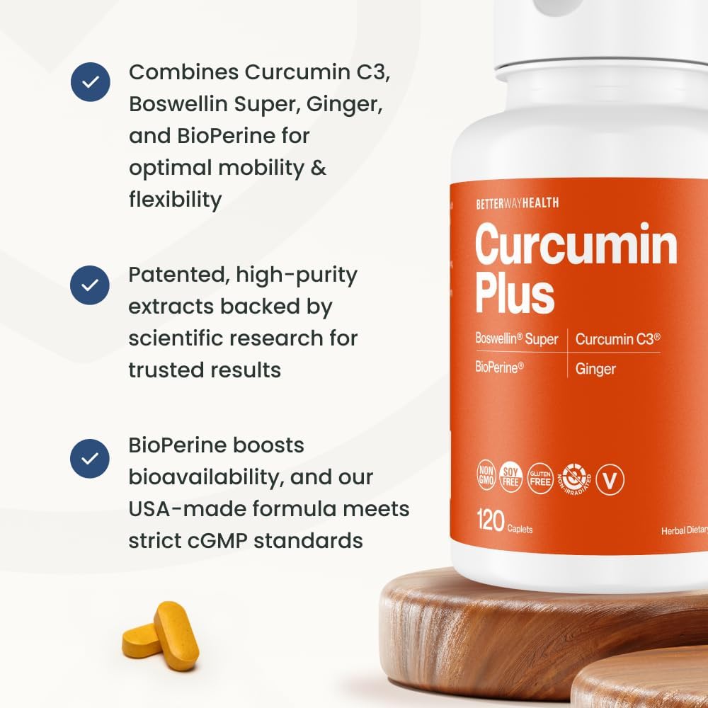 Curcumin Plus with Boswellin, BioPerine, and Ginger - 120 Caplets