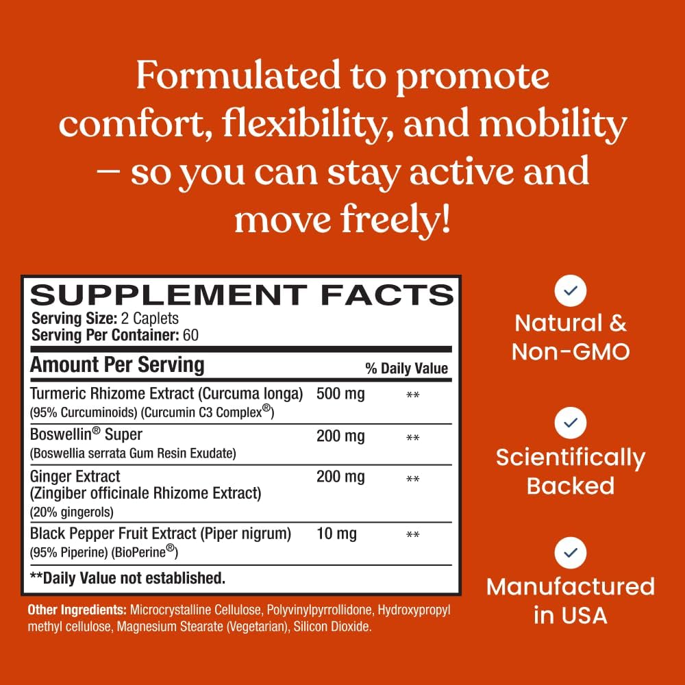 Curcumin Plus with Boswellin, BioPerine, and Ginger - 120 Caplets