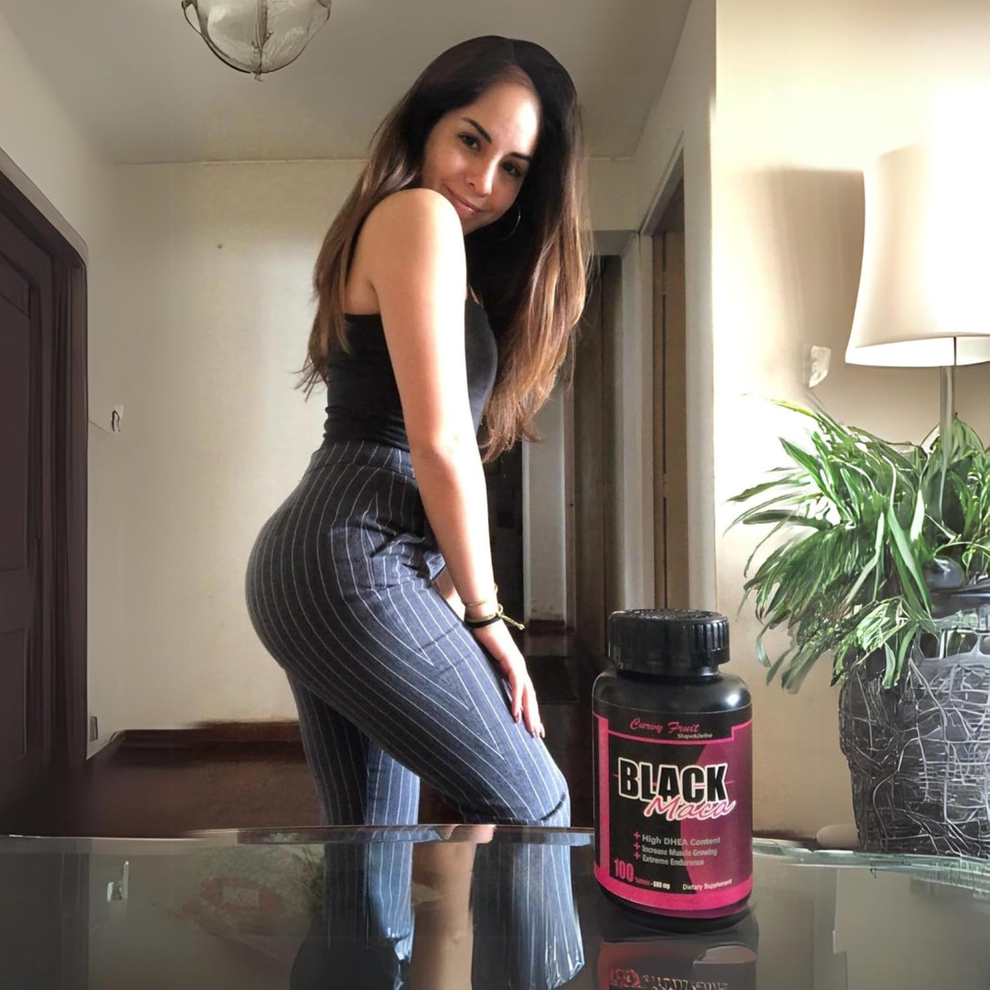 CurvyFruit Black Maca Root Pills - 600mg x 100 for Rapid Butt Growth - Genuine Formula - 31 Day Supply