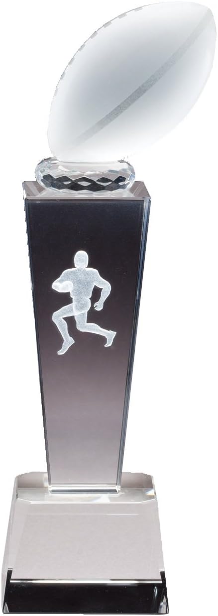 Customizable Crystal Football Player Figure Trophy Award - Perfect Prize for Sports Tournaments - Engravable and Personalized - 8 3/4 Inch