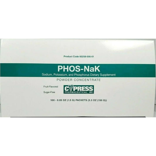 Cypress Pharmaceutical MCK27102700 - Phos-NaK Dietary Supplement Powder Packet, Fruit Flavor - 160mg Sodium, 280mg Potassium, 250mg Phosphorus